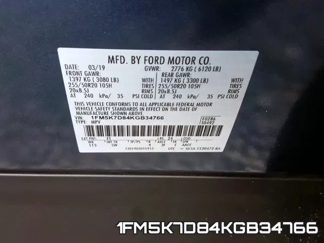 1FM5K7D84KGB34766 фото 2