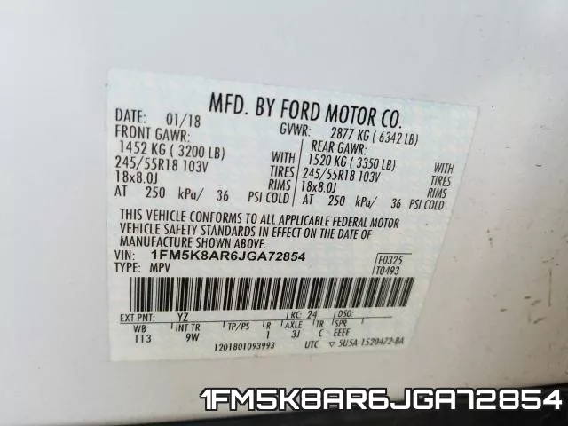 1FM5K8AR6JGA72854 фото 2