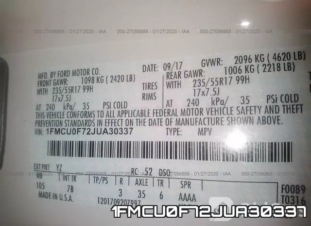 1FMCU0F72JUA30337 фото 10