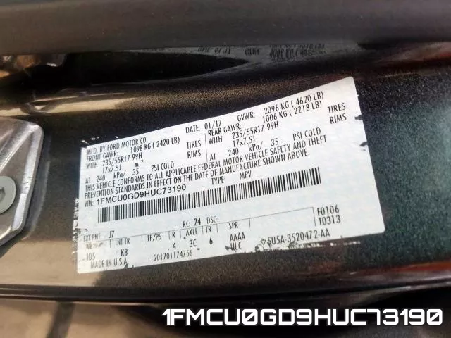 1FMCU0GD9HUC73190 фото 2