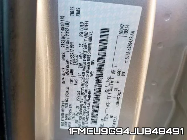 1FMCU9G94JUB48491 фото 2