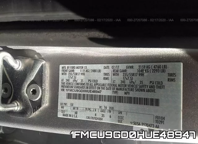 1FMCU9GD0HUE48947 фото 10