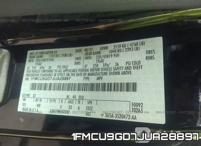1FMCU9GD7JUA28897 фото 10