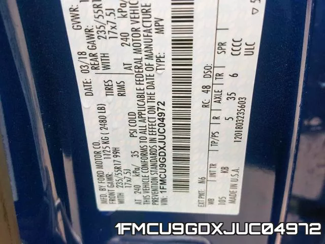 1FMCU9GDXJUC04972 фото 2