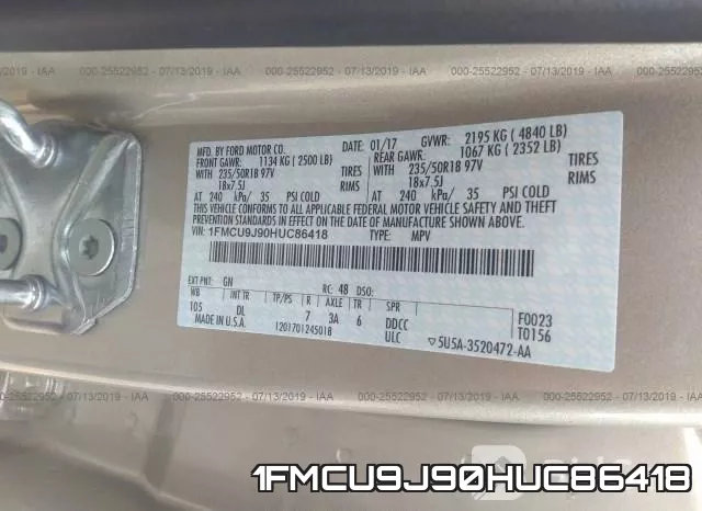 1FMCU9J90HUC86418 фото 10