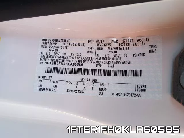 1FTER1FH0KLA60585 фото 2