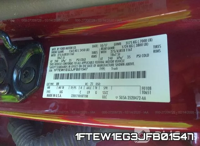 1FTEW1EG3JFB01547 фото 10
