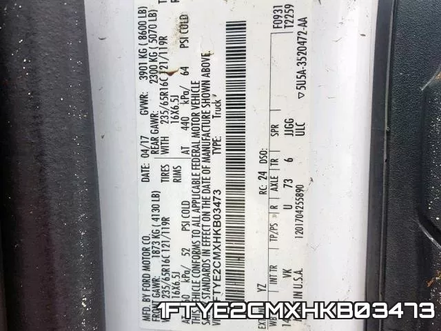 1FTYE2CMXHKB03473 фото 2