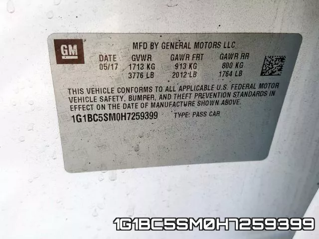 1G1BC5SM0H7259399 фото 2