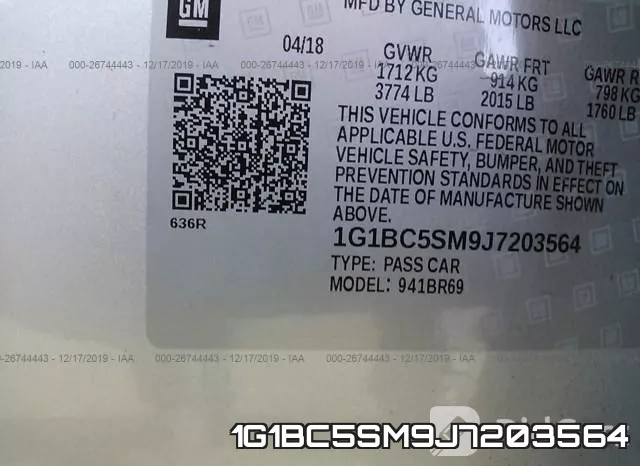 1G1BC5SM9J7203564 фото 10