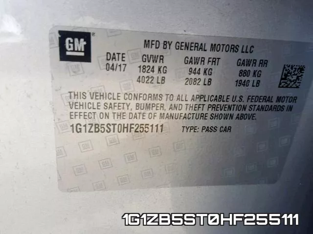 1G1ZB5ST0HF255111 фото 2