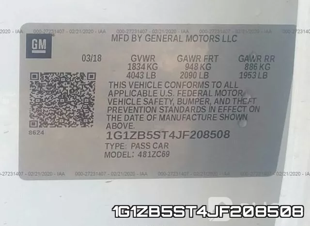 1G1ZB5ST4JF208508 фото 10