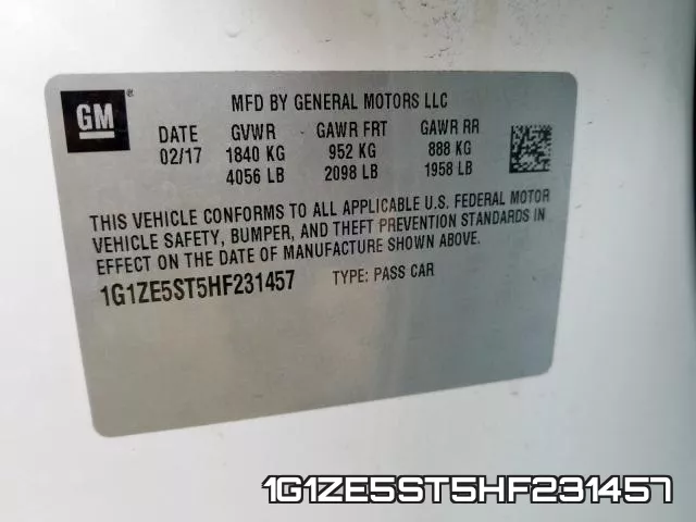 1G1ZE5ST5HF231457 фото 2