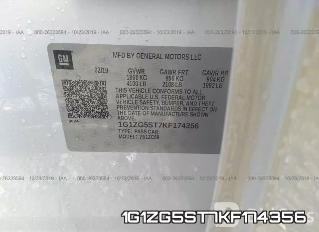 1G1ZG5ST7KF174356 фото 10