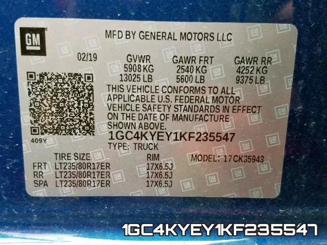 1GC4KYEY1KF235547 фото 2