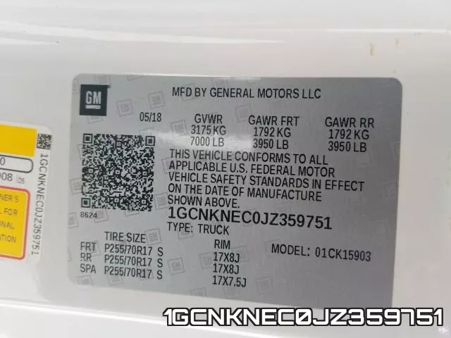 1GCNKNEC0JZ359751 фото 2