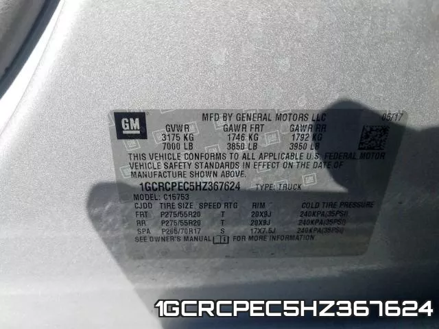 1GCRCPEC5HZ367624 фото 2