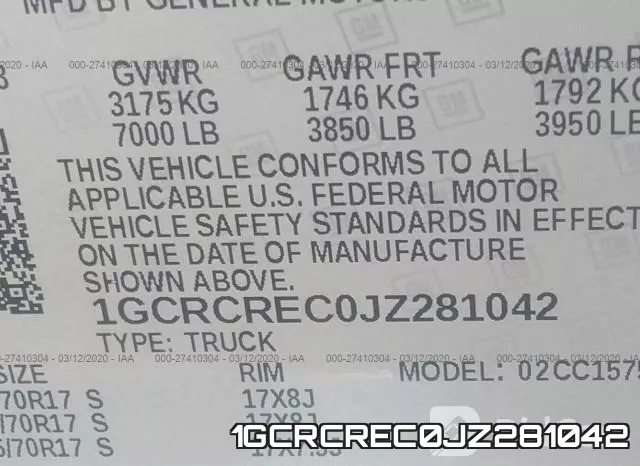 1GCRCREC0JZ281042 фото 10