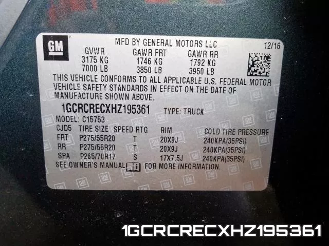 1GCRCRECXHZ195361 фото 2