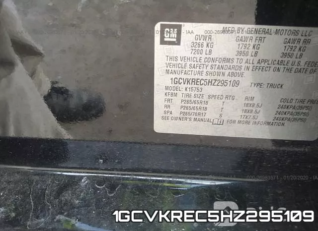 1GCVKREC5HZ295109 фото 10