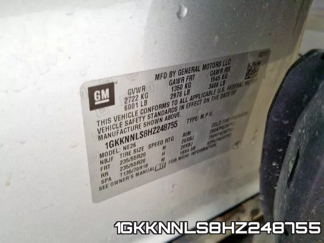 1GKKNNLS8HZ248755 фото 2