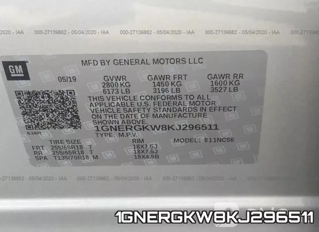 1GNERGKW8KJ296511 фото 10