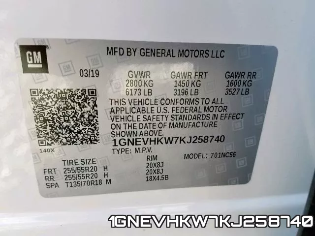 1GNEVHKW7KJ258740 фото 2