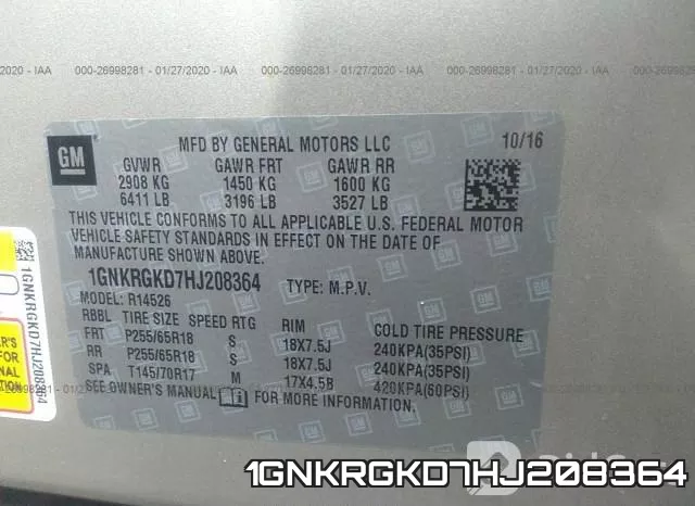 1GNKRGKD7HJ208364 фото 10