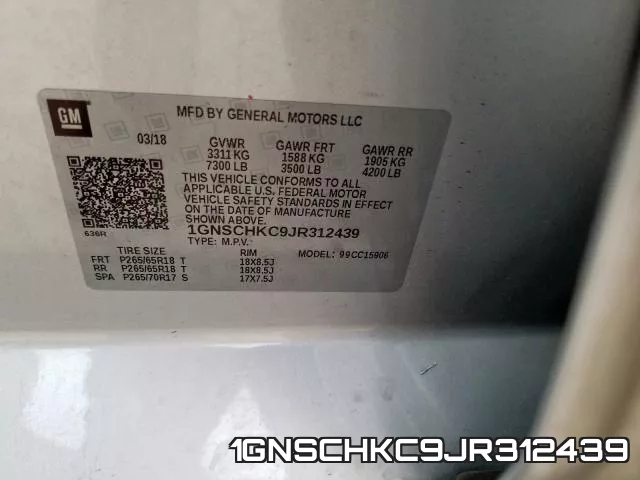 1GNSCHKC9JR312439 фото 2