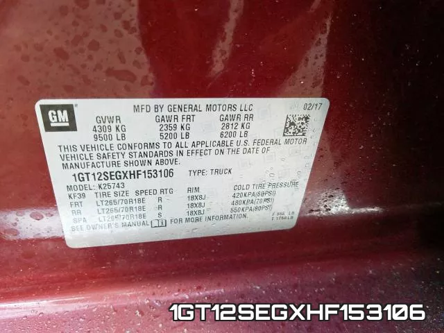 1GT12SEGXHF153106 фото 2
