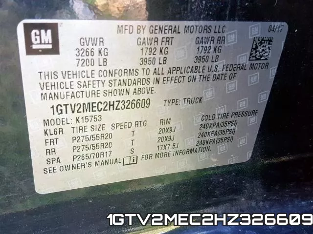 1GTV2MEC2HZ326609 фото 2