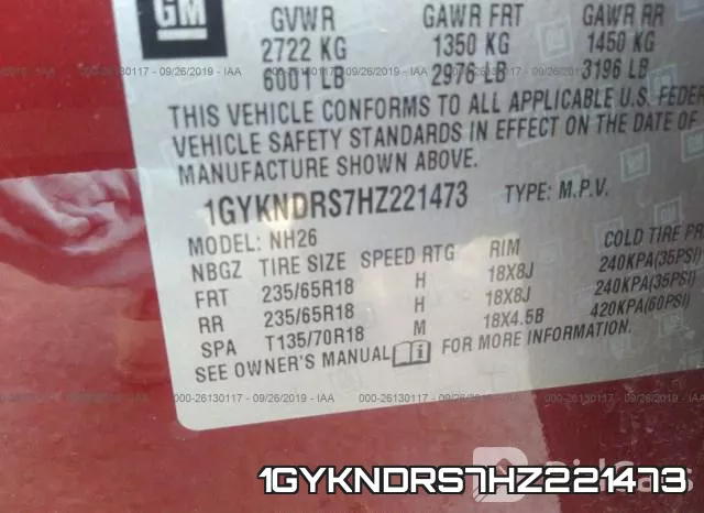 1GYKNDRS7HZ221473 фото 10