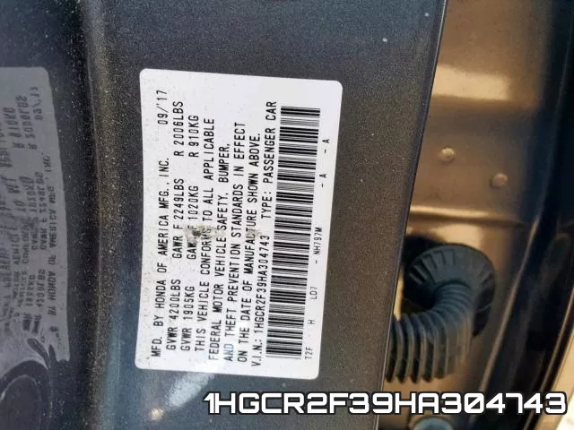 1HGCR2F39HA304743 фото 2