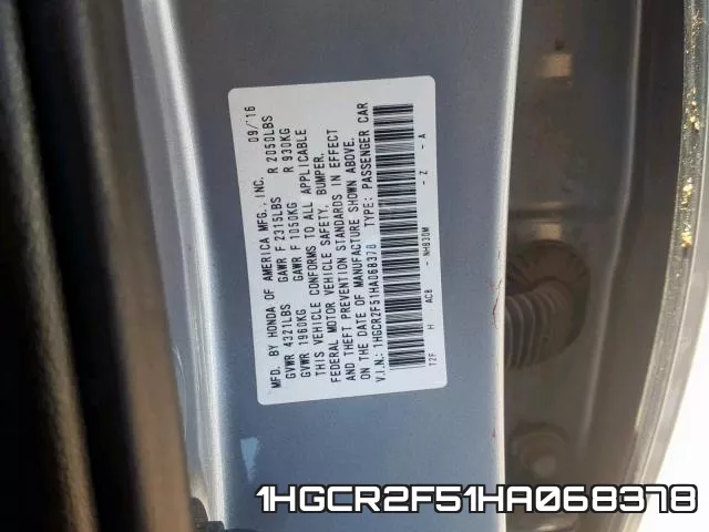 1HGCR2F51HA068378 фото 2