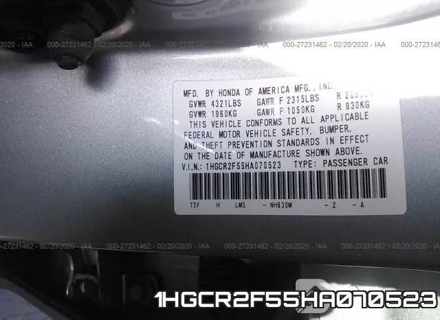 1HGCR2F55HA070523 фото 10