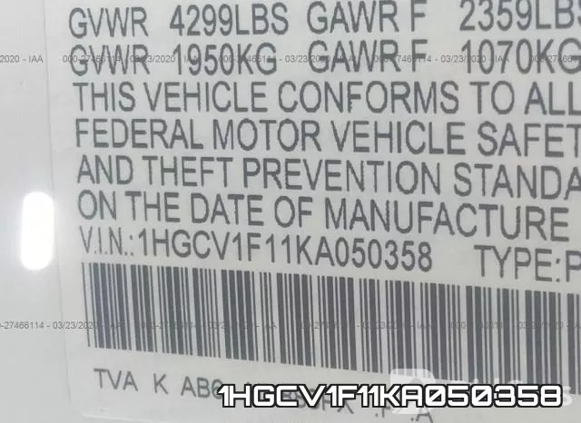 1HGCV1F11KA050358 фото 10