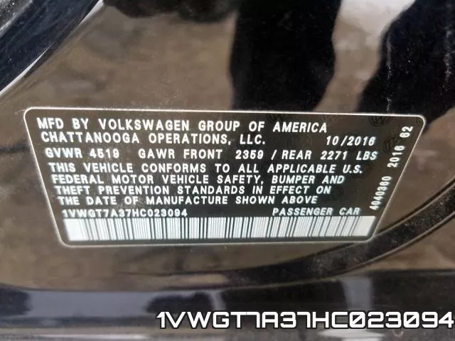 1VWGT7A37HC023094 фото 2