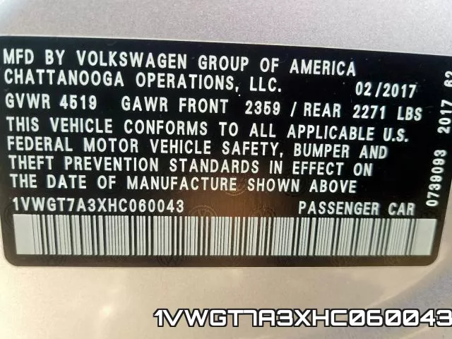 1VWGT7A3XHC060043 фото 2