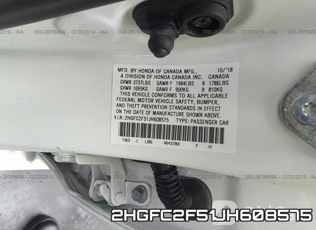 2HGFC2F51JH608575 фото 10