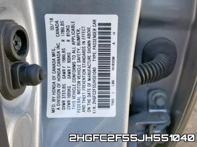 2HGFC2F55JH551040 фото 2