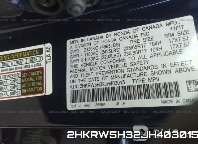 2HKRW5H32JH403015 фото 10