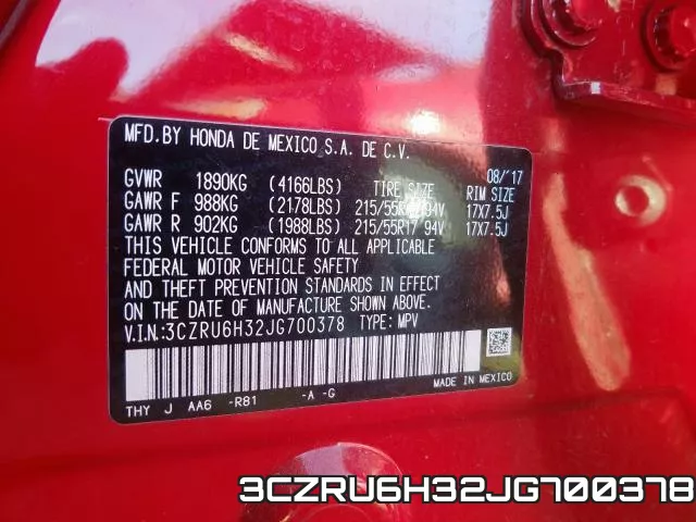 3CZRU6H32JG700378 фото 2
