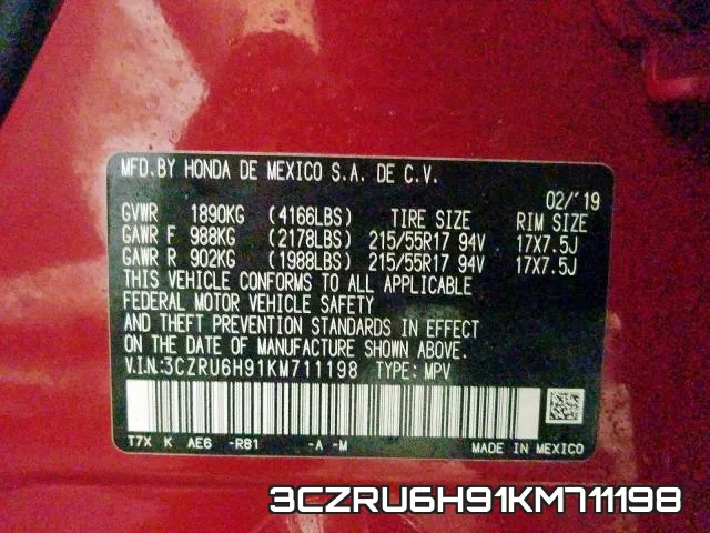 3CZRU6H91KM711198 фото 2
