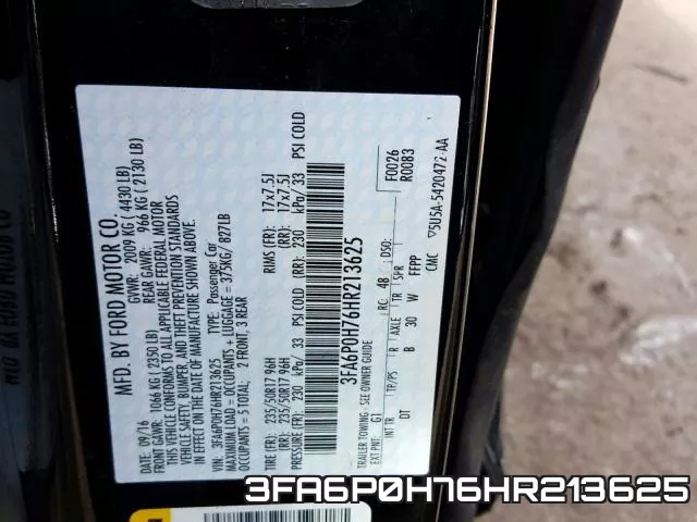 3FA6P0H76HR213625 фото 2