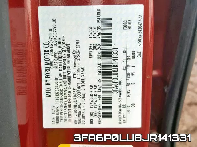 3FA6P0LU8JR141331 фото 2