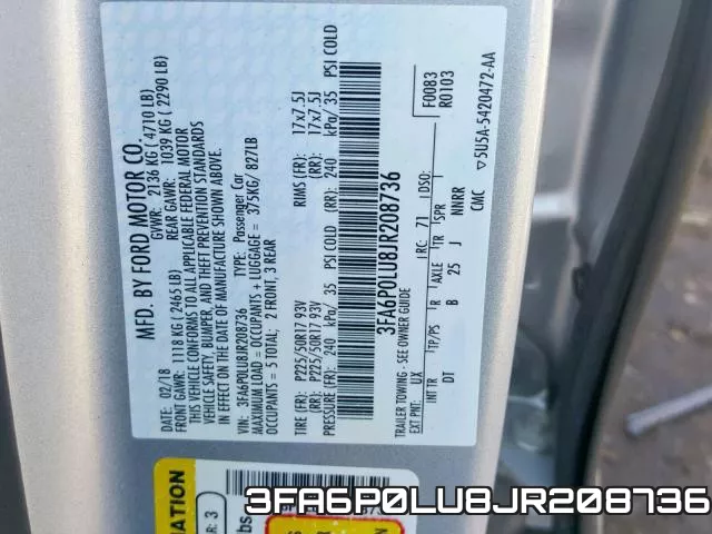 3FA6P0LU8JR208736 фото 2