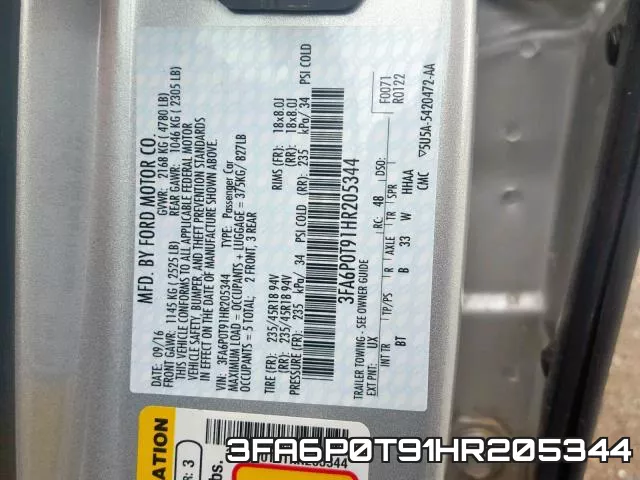 3FA6P0T91HR205344 фото 2