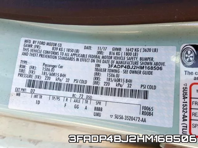 3FADP4BJ2HM168506 фото 2