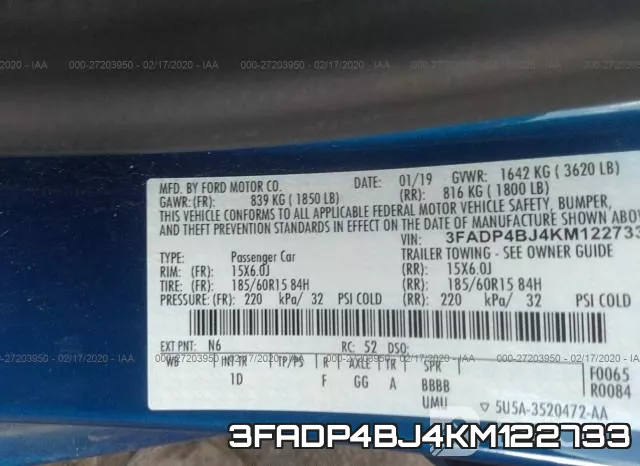 3FADP4BJ4KM122733 фото 10