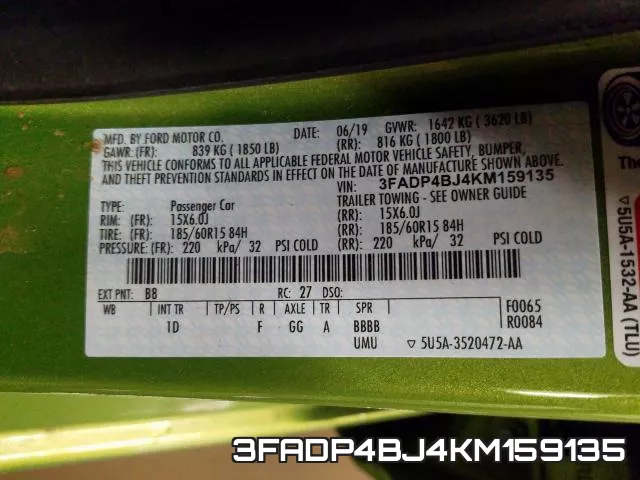 3FADP4BJ4KM159135 фото 2